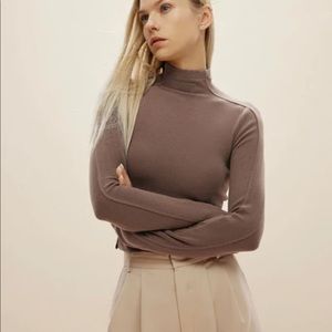 OGLMove Eco-Mousse™ Thermal Mock Neck Seamed Top In Mocha